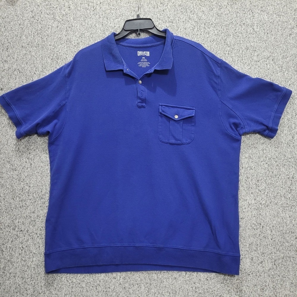 Duluth Trading No Polo Banded Bottom Shirt Men 2XL Blue Pocket 94127